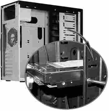 A typical Desktop PC case with HDD rack